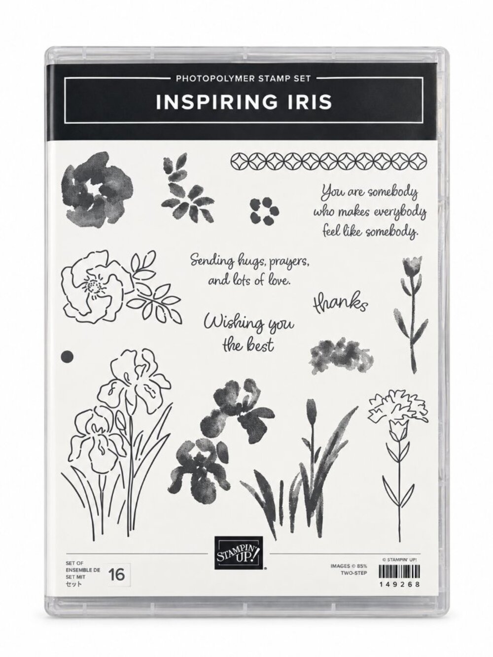 Stampin’ Up Inspiring Iris 149268 Photopolymer Stamp Set 16pc Floral
